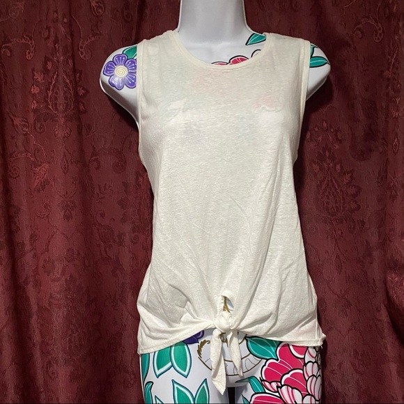 J Crew White Tank Top With Tie Front - Picture 2 of 5